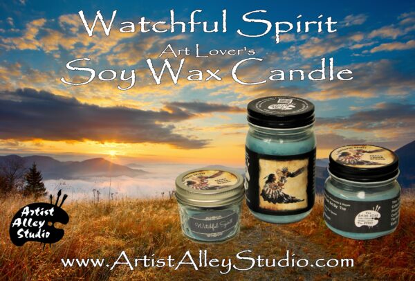 Watchful Spirit Native American Art Lover's Soy Wax Candle Promotional Poster