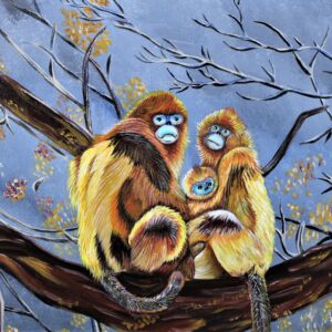 Family - Golden Snub Nose Monkeys Acrylic Painting By The GYPSY