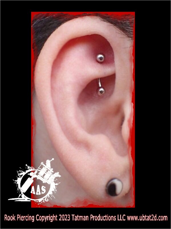 Rook Piercing Example With Curved Barbell