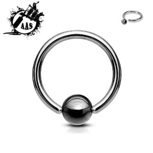 Surgical Steel Captive Bead Ring With Hematite Bead
