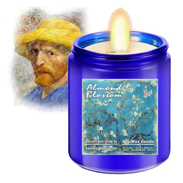 Almond Blossom Vincent van Gogh inspired deep scented soy wax candle by Eternity's Gate Candle Company Promo Photo 2