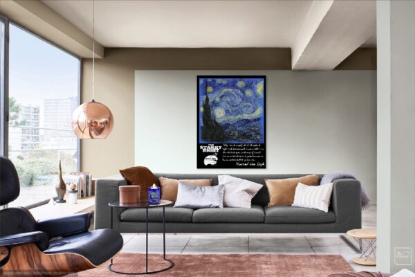 Starry Night Vincent van Gogh Inspired Deep Fragrance Soy Wax Pine, Juniper, Moss, Patchouli, Scent Candle By Eternity's Gate Candle Company Poster Wall Example