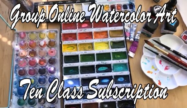 Group Watercolor Online Art Class Via Video Via Video Subscription
